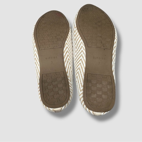 Birdies Heron Woven Loafers Size 7 Chevron Chai White Tan Closed Toe - Picture 11 of 12